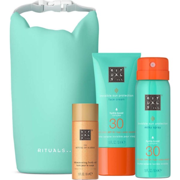 Rituals of karma shimmering body oil 30ml vaporizador + sun face crema spf30 50ml + milky spray spf30 50ml vaporizador